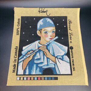 80s Pierrot Love UNUSED Needlepoint Canvas Richart Canada Michel Oks Novelty